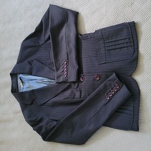 Women's pinstripe tailored navy blue blazer